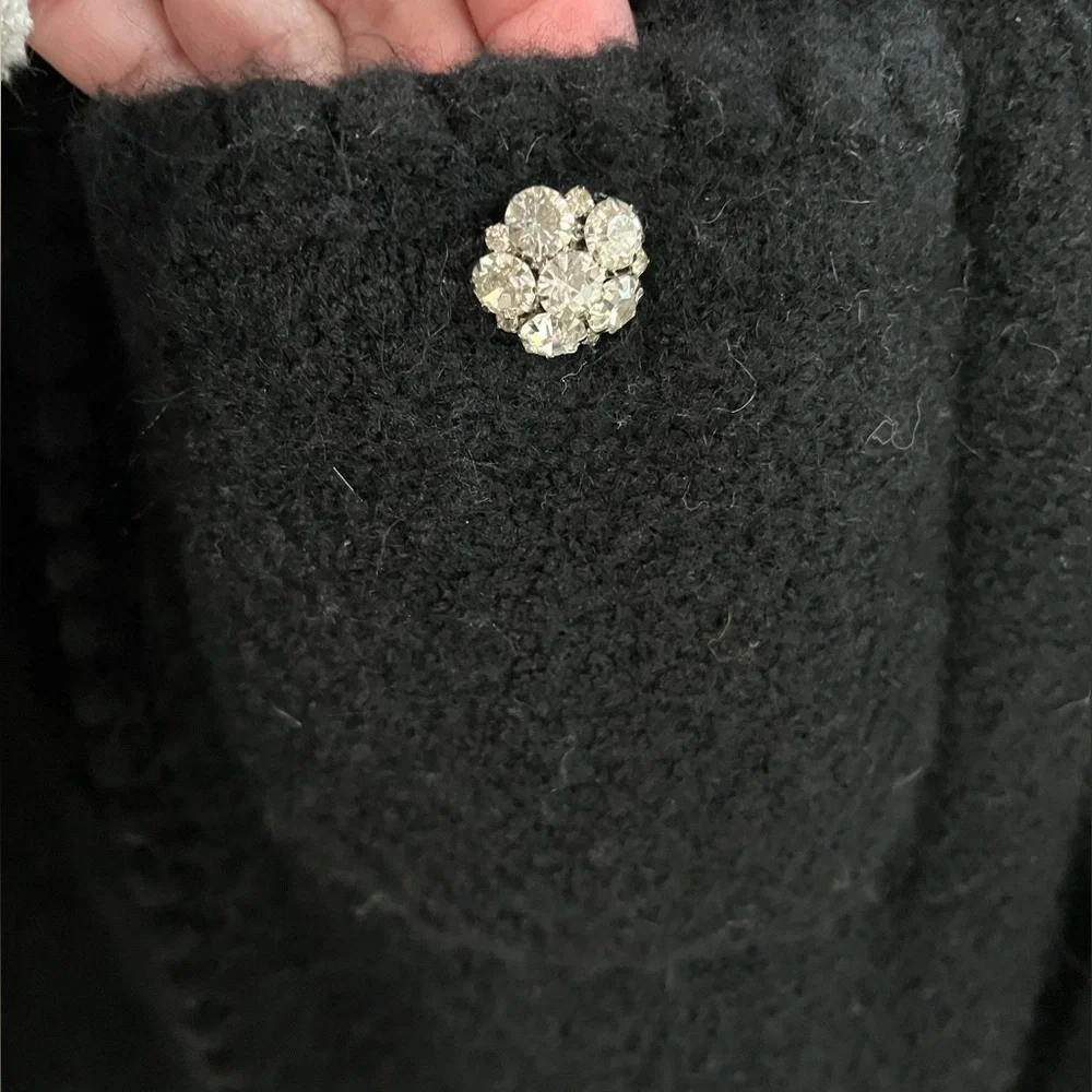 J Crew Odette Black Jacket Sweater Jewel Accents Wool Alpaca Blend Medium NWT - Picture 5 of 14